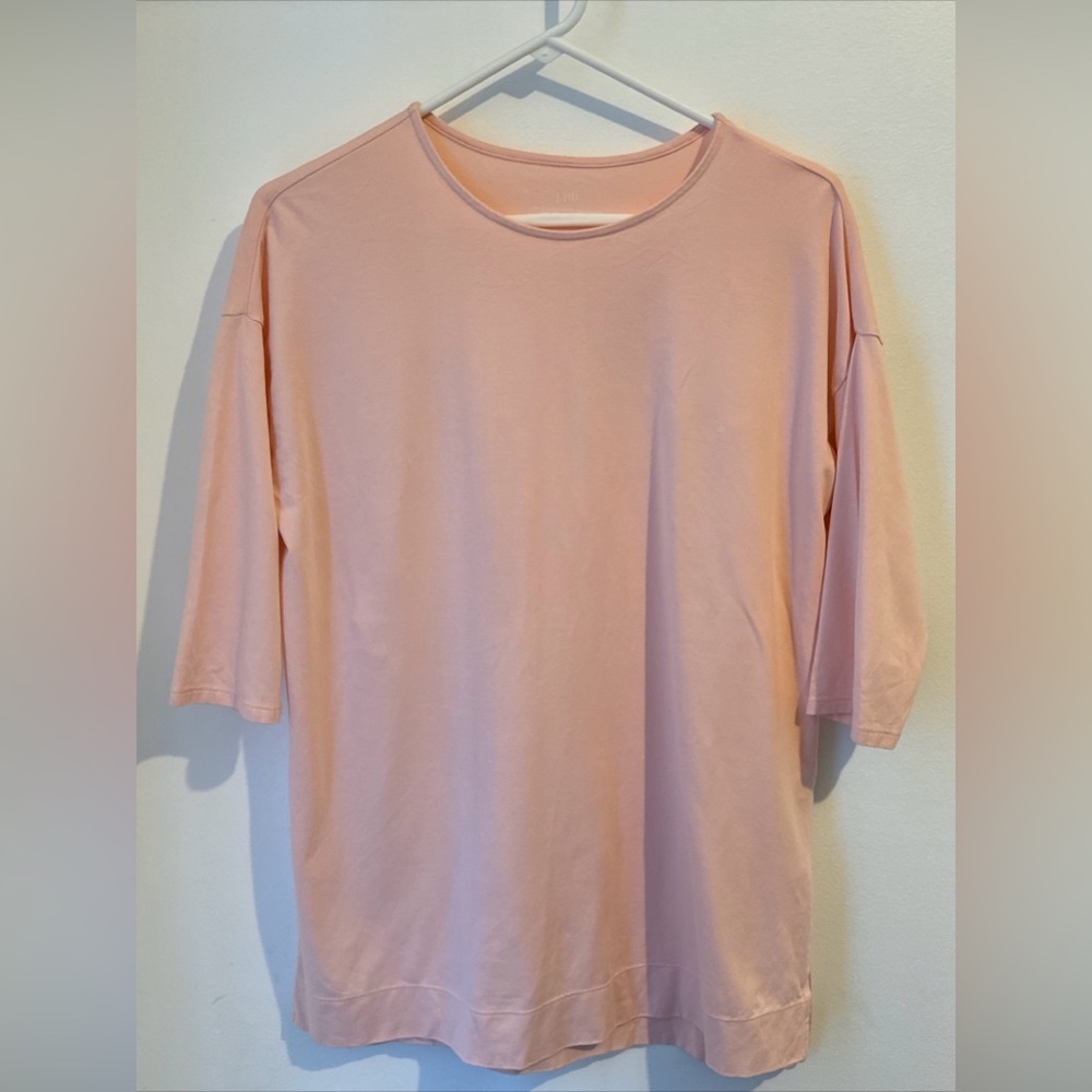 J Jill Light Pink Luxe Supima Ballet Sleeve Long Tee Tunix Sz Small